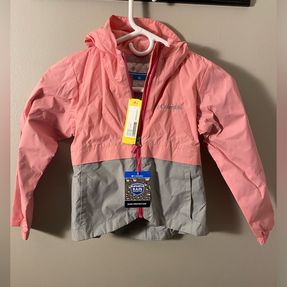 Girls Columbia pink and gray rain protector jacket NWT XS